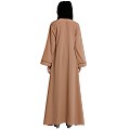 Front open abaya with piping work- Khaki Front open abaya with piping work- Khaki